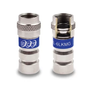 RG6 TRS Series Locking F-Connector, Continuous Ground, knurled nut